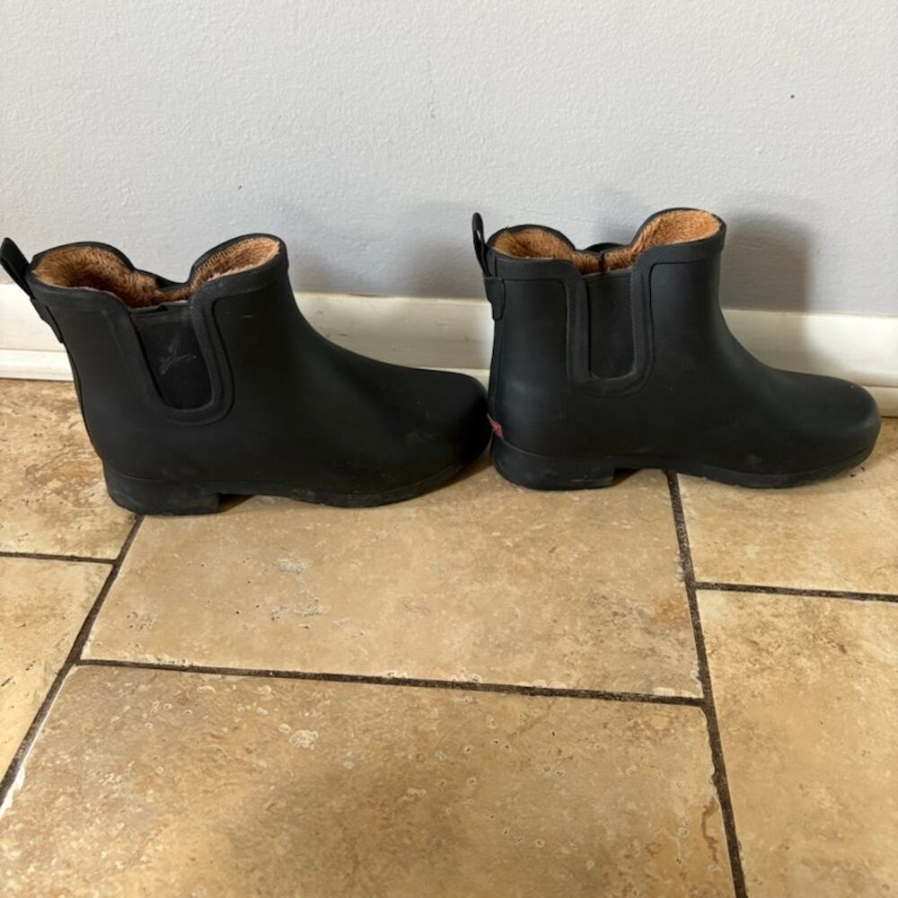Chooka Rain Boots Womens 8 Delridge Chelsea Black Pull-on Faux Fur Lined - Picture 5 of 9